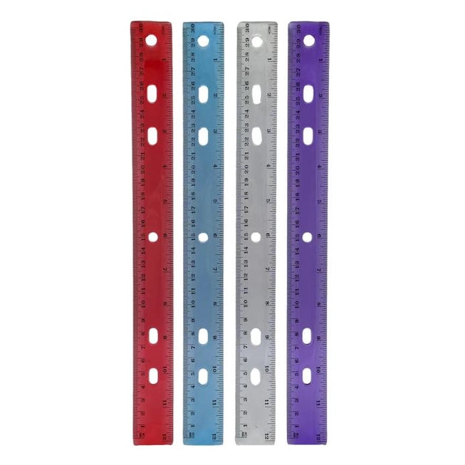 12 IN SINGLE PLASTIC RULER ASSORTED
